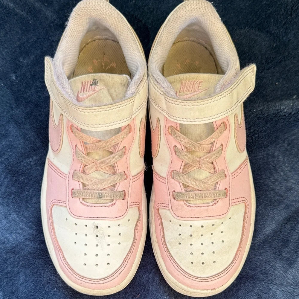 Nike Court Borough Low Pink Recraft Kids Sneakers Size 1 Shoes Strap Adjustable